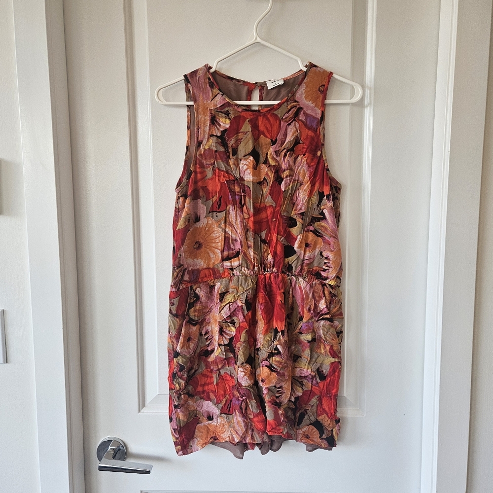 Aritzia Wilfred 100% Silk Rive Floral Colourful Romper Size Small - Picture 2 of 10